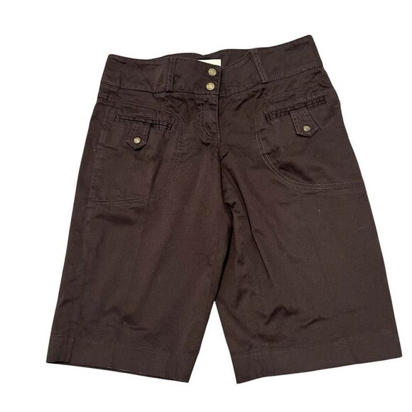 MICHAEL MICHAEL KORS Women High Rise Brown Bermuda Chino Shorts Size 8 - Picture 1 of 9